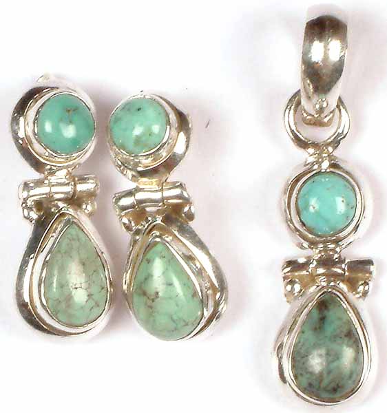 Turquoise Earrings and Pendant Set