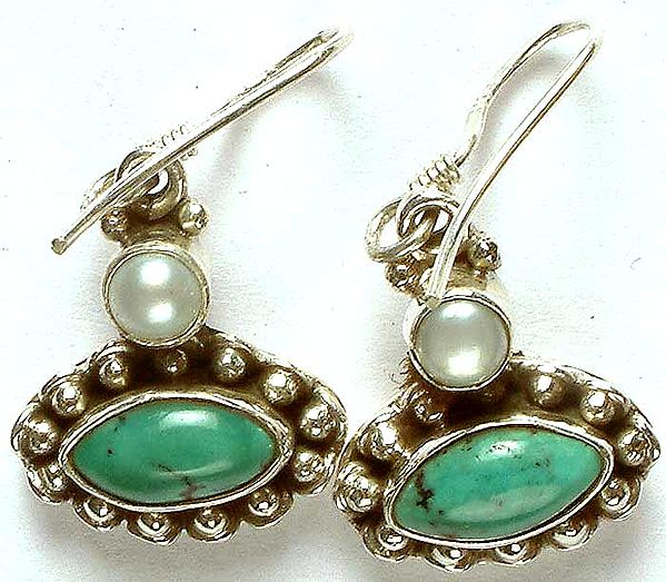 Turquoise Earrings with Pearl