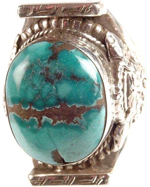 Turquoise Finger Ring with Garuda