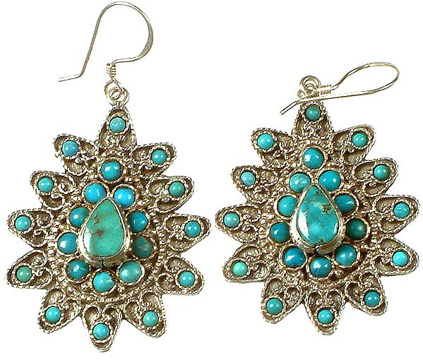 Turquoise Flower Earrings