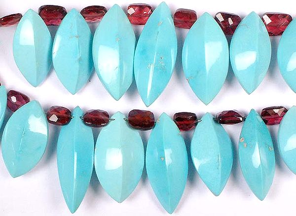 Turquoise Marquis with Faceted Garnet