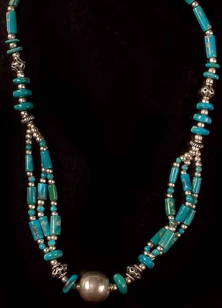 Turquoise Necklace with Sterling Ball