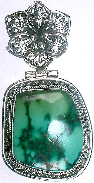 Turquoise Pendant with Art Nouveau Bale