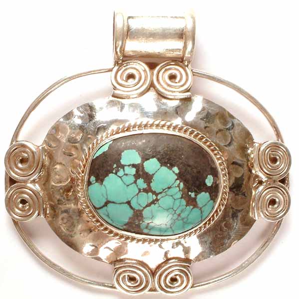 Turquoise Pendant with Dimples and Swirls