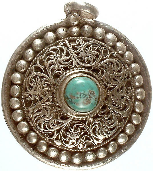 Turquoise Pendant with Filigree