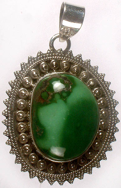 Turquoise Pendant with Granulated Border