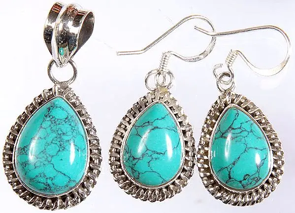 Turquoise Pendant with Matching Earrings Set