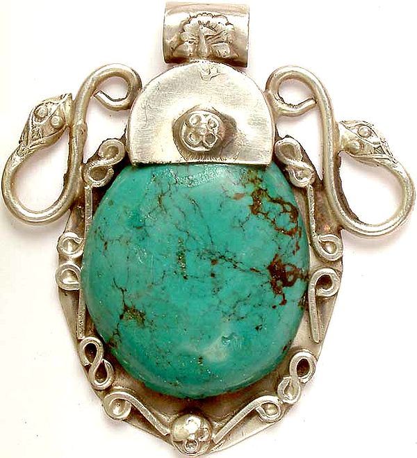 Turquoise Pendant with Serpents