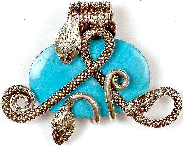 Turquoise Pendant with Serpents