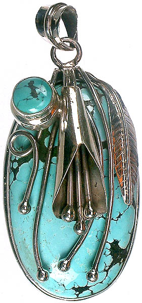 Turquoise Pendant with Sterling Veins