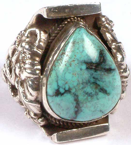 Turquoise Ring with Dragons