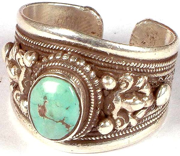 Turquoise Ring with Filigree