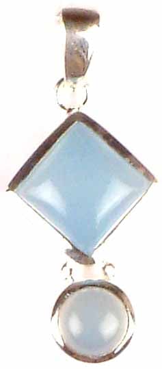Twin Blue Chalcedony Pendant