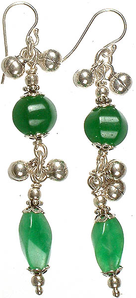Twin Green Onyx Earrings with Ghungroos