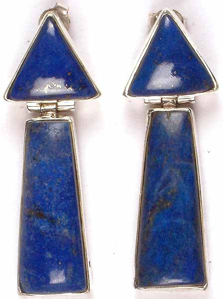 Twin Lapis Lazuli Hinged Earrings
