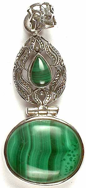 Twin Malachite Hinged Pendant