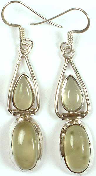 Twin Prehnite Hinged Earrings