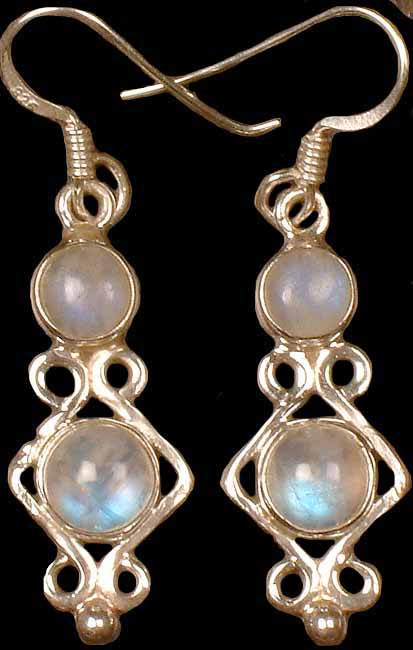 Twin Rainbow Moonstone Earrings
