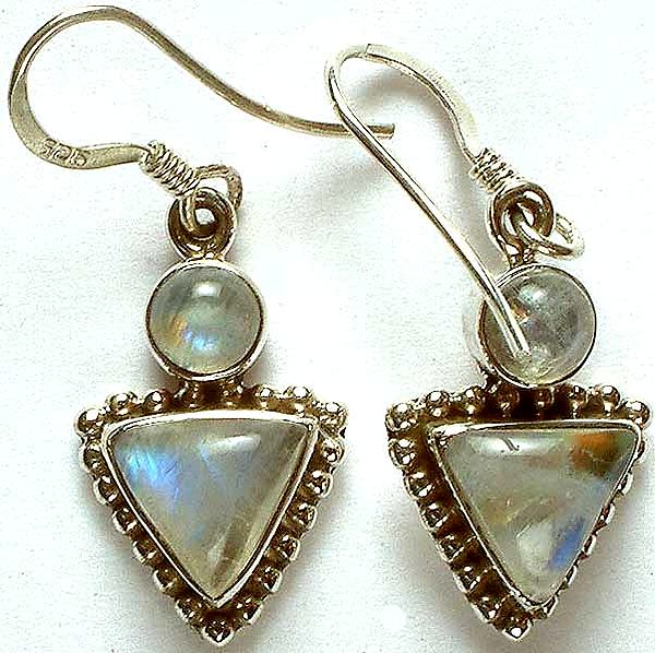 Twin Rainbow Moonstone Earrings