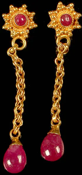 Twin Ruby Dangling Earrings