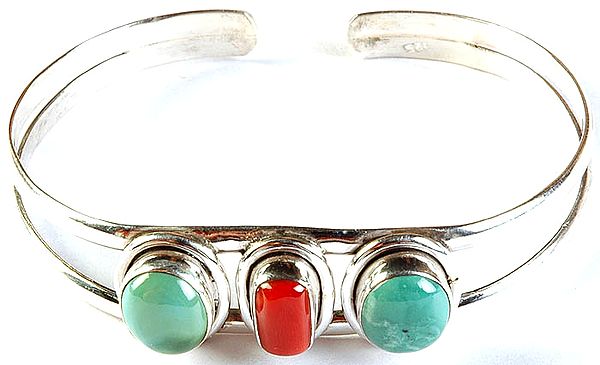Twin Turquoise Bracelet with Coral