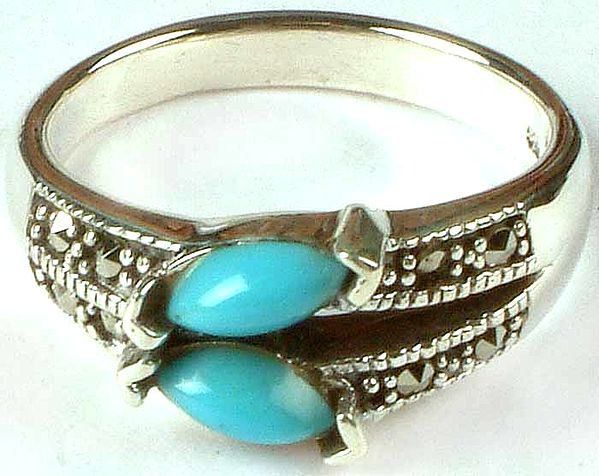 Robin's Egg Ring with Marcasite