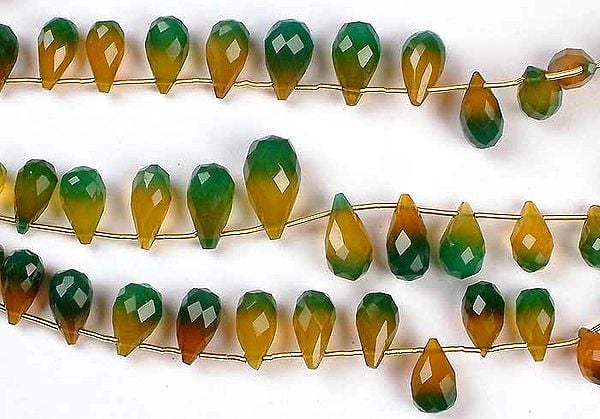 Twin-Hued Chalcedony Faceted Drops