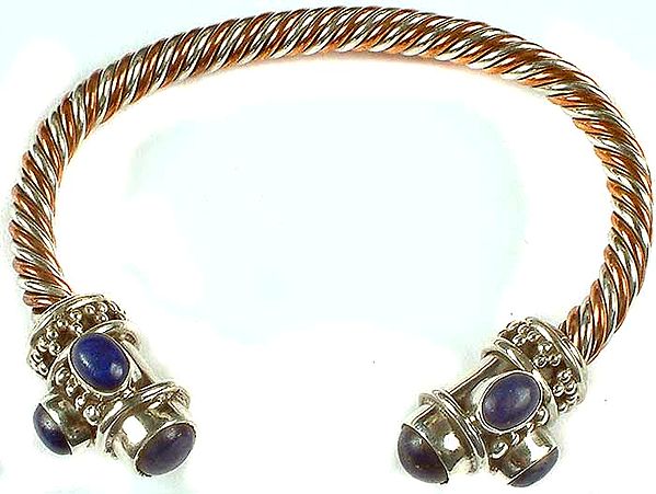 Twin-Hued Rope Bracelet With Lapis Lazuli