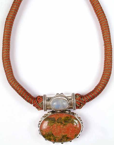 Unakite Necklace with Matching Thread