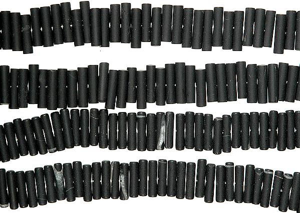 Unpolished Black Onyx Strips Drilled Centrally