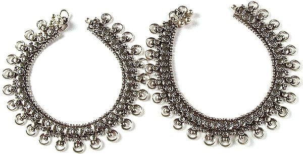 Vegetative Anklets of Sterling Silver with Hoops (Price Per Pair)