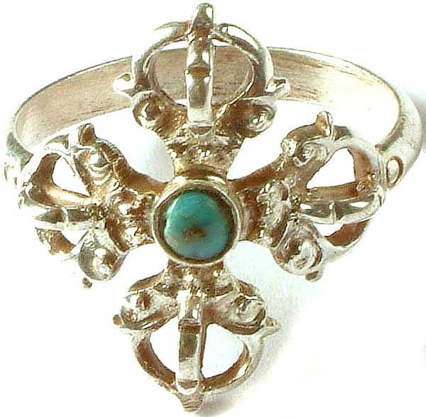 Vishva-Vajra Ring with Central Turquoise