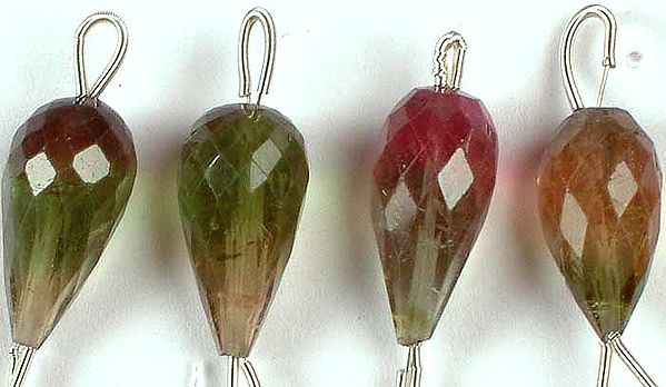 Watermelon Tourmaline Faceted Straight Drilled Drop