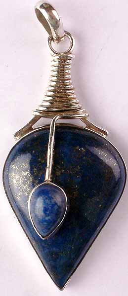 Wire Pendant of Lapis Lazuli