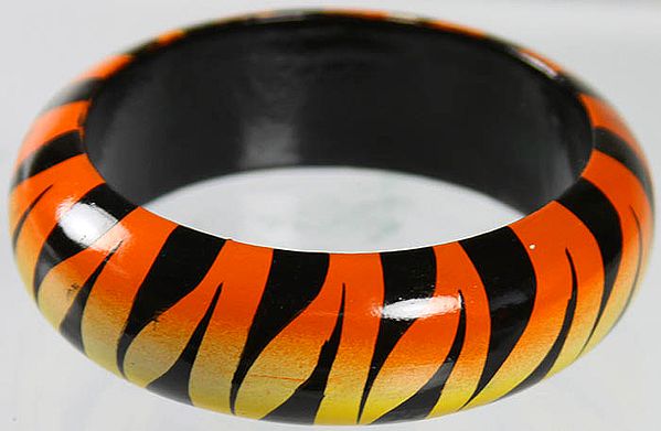Wooden Bangle with Tiger Print