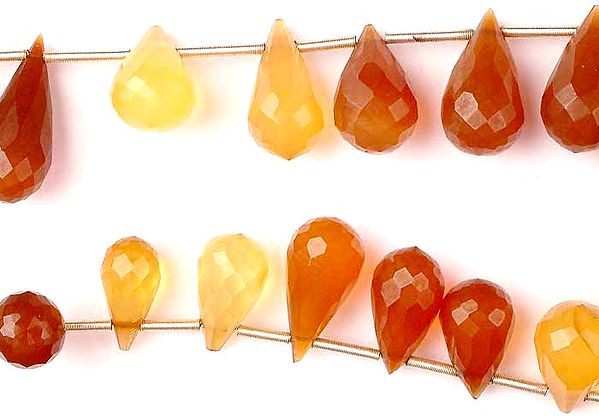 Yellow & Brown Chalcedony Faceted Drops