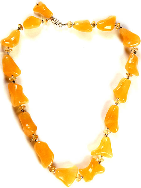 Yellow Chalcedony Beaded Necklace