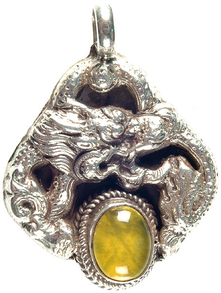Yellow Chalcedony Dragon Pendant