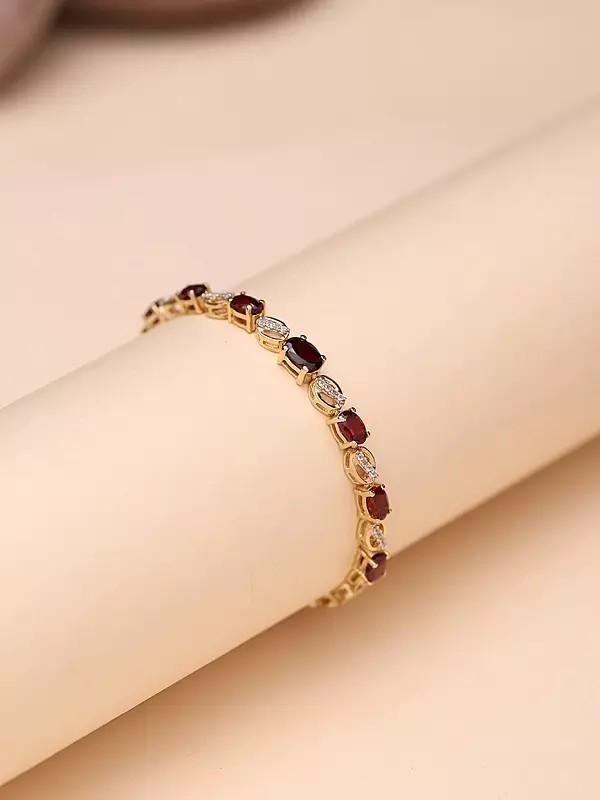 Fine Cut Garnet Gemstone Bracelet