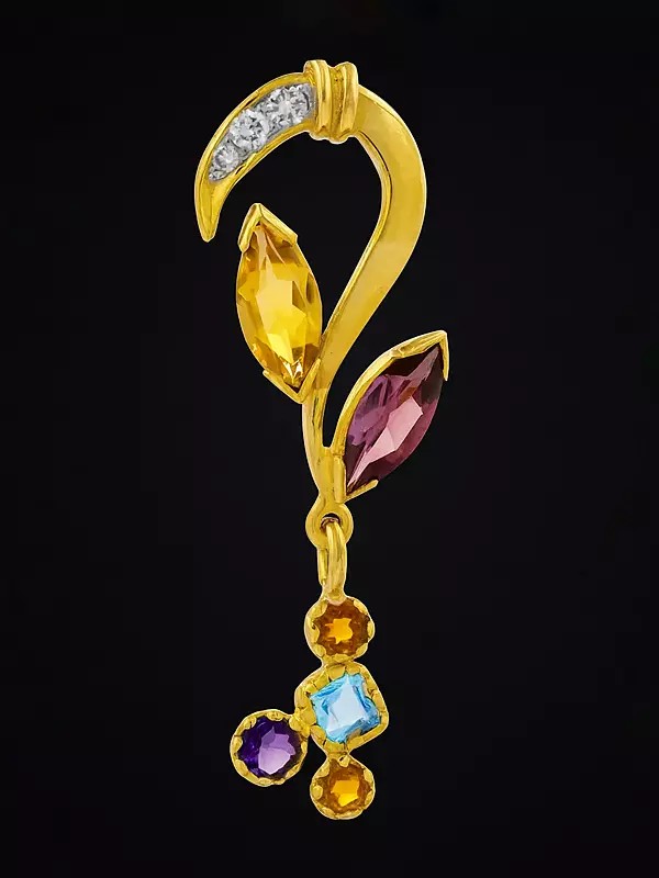 Designer Gold Pendant with Fine Cut Gemstones