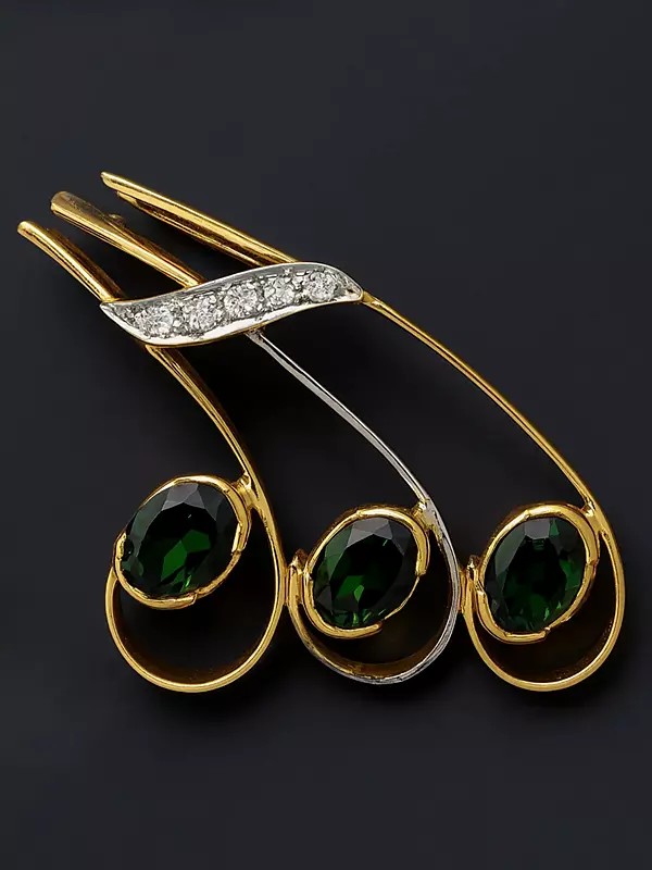 Faceted Green Tourmaline Designer Pendant with Diamonds
