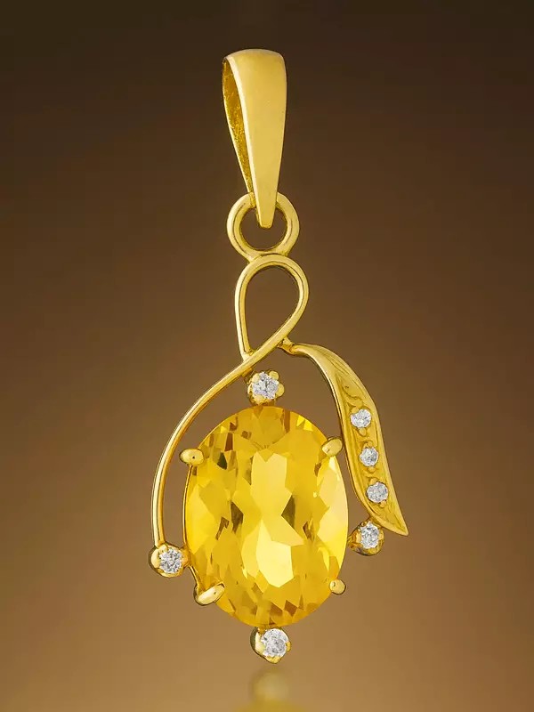 Designer Citrine Pendant with Diamonds