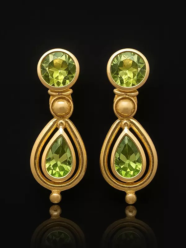 Fine Cut Peridot Post Earrings