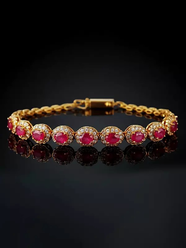 Faceted Ruby Bracelet with Diamonds