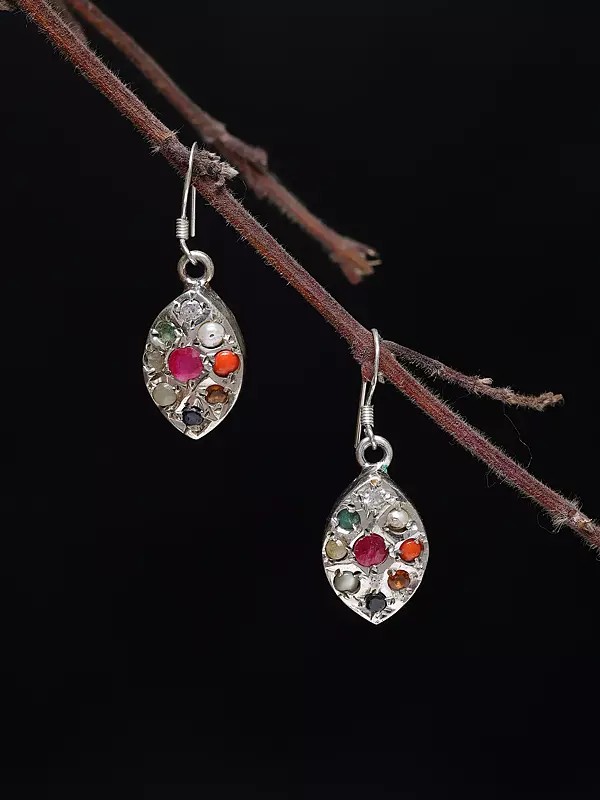 Navaratna Marquise Shape Dangle Earrings
