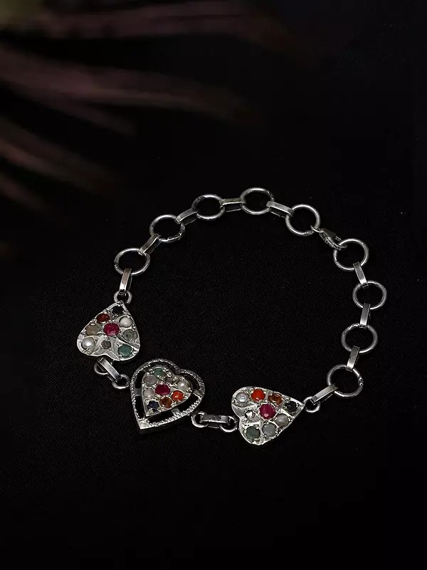 Heart Shape Navaratna Bracelet