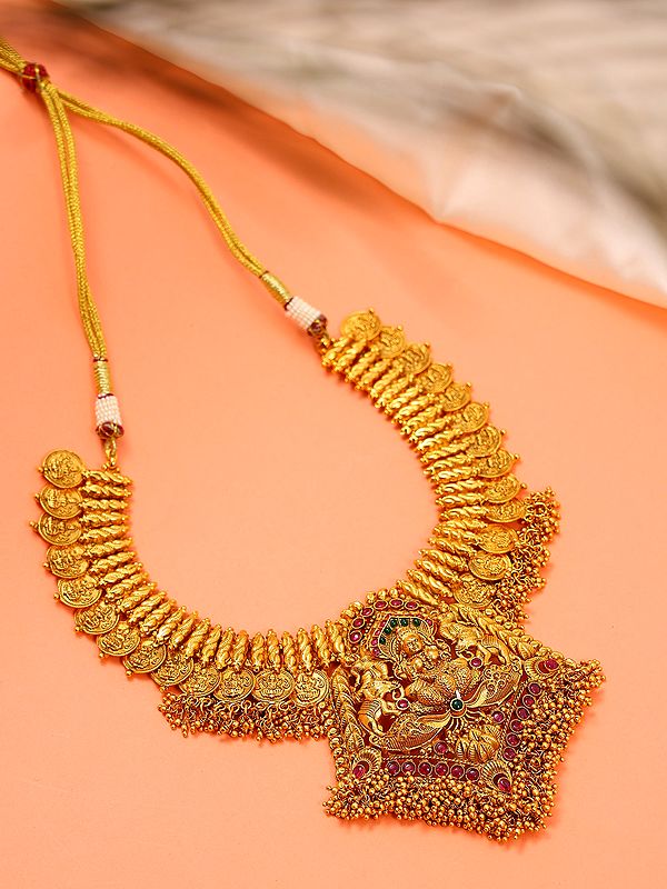 Goddess Gajalaxmi Traditional South Indian Brass Necklace