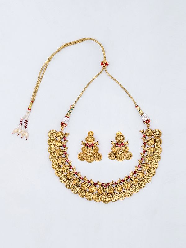 South Indian Traditional Ram Darbar Necklace and Earrings Set