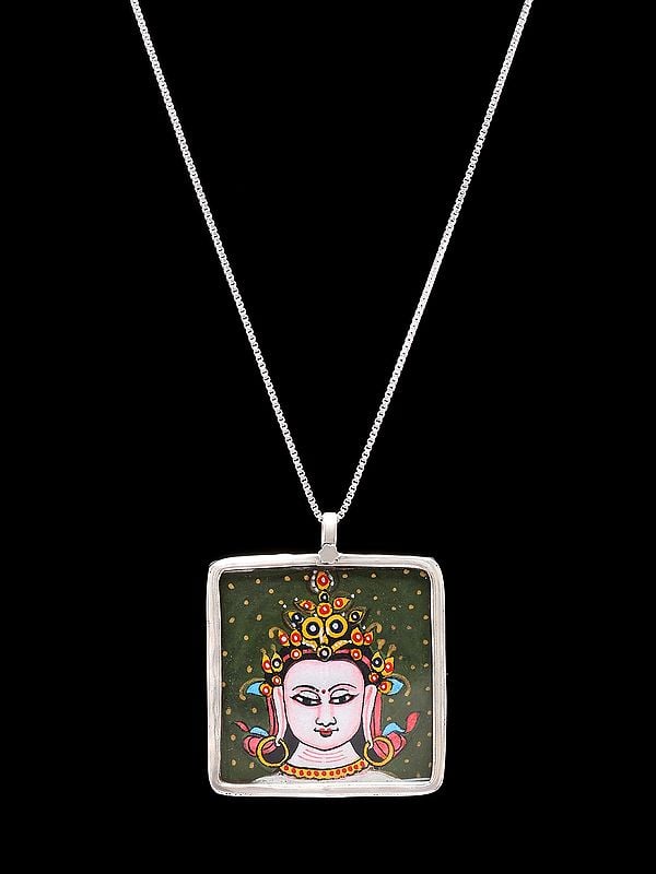 Hand-Painted Bodhisattva Chenrezig Face Pendant