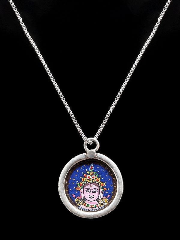 Round Shape Hand-Painted Bodhisattva Chenrezig Pendant